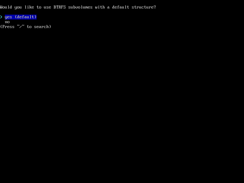 Arch Linux - BTRFS subvolume use default structure