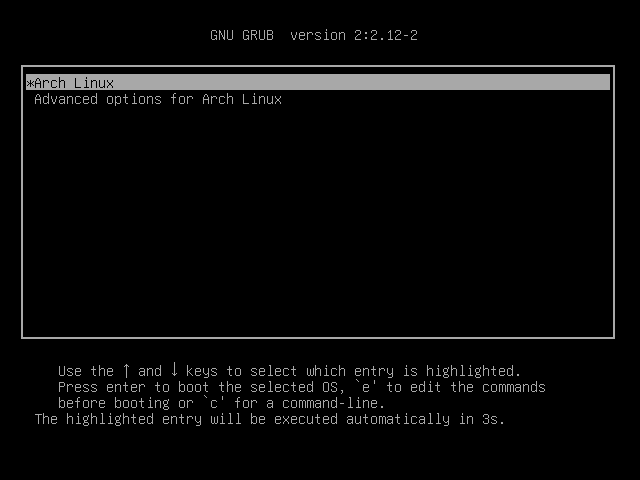 Arch Linux - Boot to Arch Linux