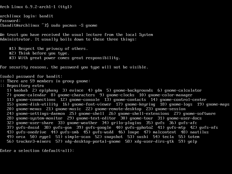 Arch Linux - Install Gnome