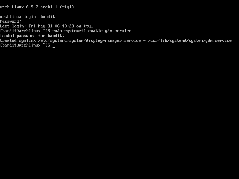Arch Linux - Config systemctl gdm