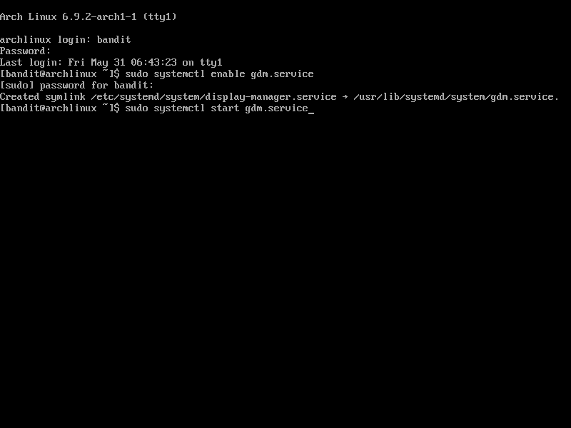 Arch Linux - Config start gdm