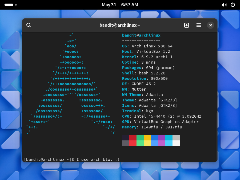 Arch Linux - Run neofetch