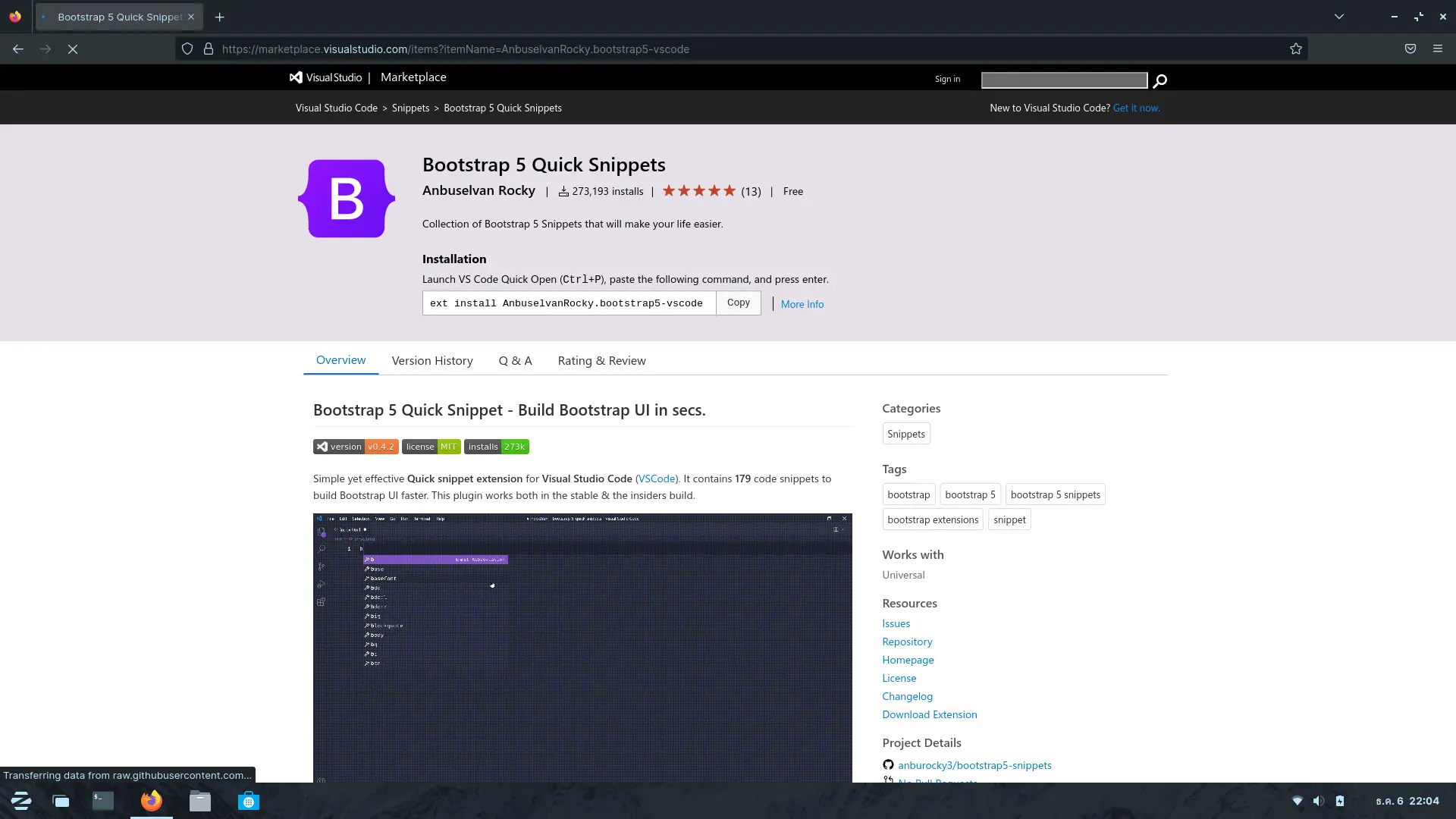 Bootstrap 5 Quick Snippets Extension