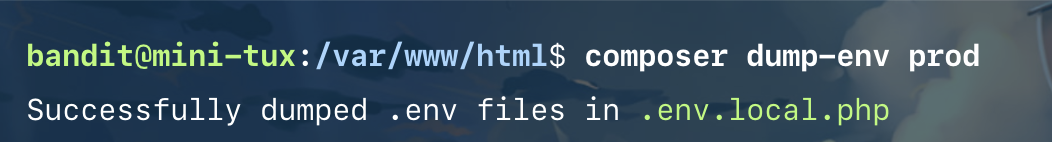 dump .env prod